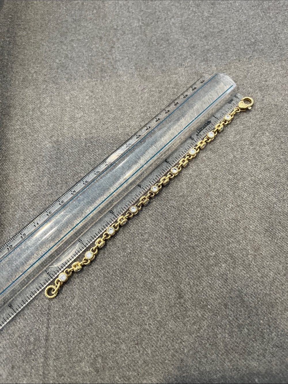 Judith Ripka Gold over Sterling Rolo-link CZ Bracelet - Picture 9 of 10